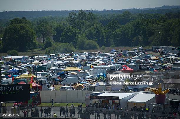 Fans in the camping during the MotoGp of France - Free Practice at on May 16, 2014 in Le Mans, France.