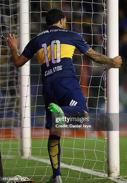 Carlos Tevez, of Boca Juniors, reacts after missing a chance to score during a match between Boca Juniors and Crucero del Norte as part of 27th round...