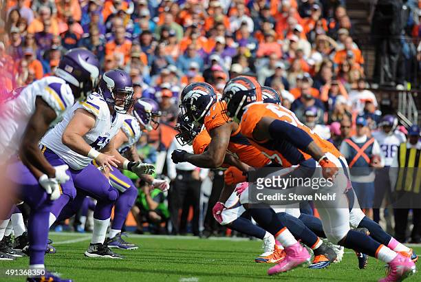The Denver Broncos defensive line attacked the Minnesota offense with fury at Sports Authority Field at Mile High on October 5, 2015.