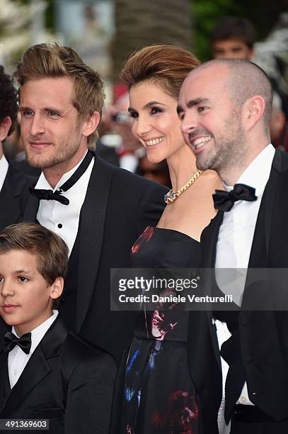 Philippe Lacheau, Enzo Tomasini, Clotilde Courau and Julien Arruti attend the "How To Train Your Dragon 2" Premiere at the 67th Annual Cannes Film...