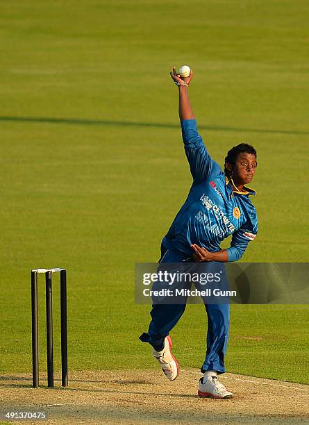 Ajantha Mendis of Sri Lanka bowling during the one day match between The Kent Spitfires and Sri Lanka played at the St Lawrence Ground, on May 16,...