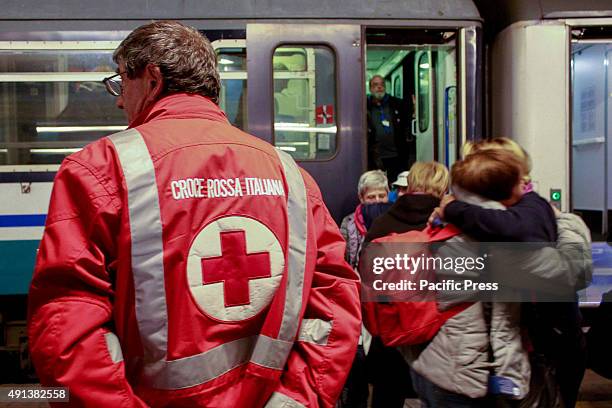 The arrival of the pilgrims in Turin from Lourdes. Two trains diverted from Lourdes arrived after midnight at Porta Nuova train station, with about...