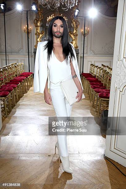 Conchita Wurst attends the Kaviar Gauche show as part of the Paris Fashion Week Womenswear Spring/Summer 2016 at Salon France-Ameriques on October 4,...