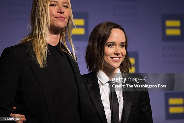 October 3: Actress Ellen Page arriving with her girlfriend Samantha Thomas at the 19th annual Human Rights Campaign National Dinner at the Walter E....