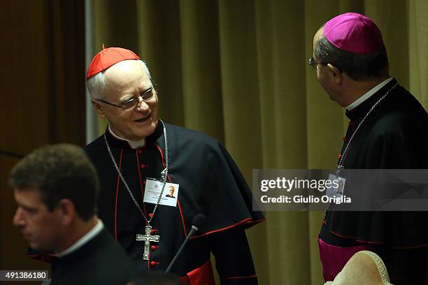 Cardinal Odilo Pedro Scherer attends the opening session of the Synod on the themes of family at Synod Hall on October 5, 2015 in Vatican City,...