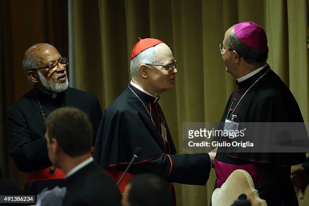 Cardinal Odilo Pedro Scherer attends the opening session of the Synod on the themes of family at Synod Hall on October 5, 2015 in Vatican City,...