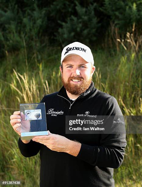 Shane Lowry of Ireland wins European Tour Player of the Month Award for August 2015 during the second round of the 2015 Alfred Dunhill Links...