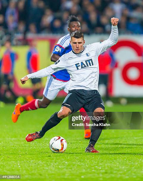 Niklas Brandt of 1. FC Magdeburg during the 3. League match between Holstein Kiel and 1. FC Magdeburg at Holsteinstadion on October 2, 2015 in Kiel,...