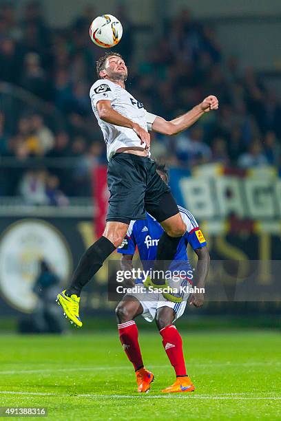 Marius Sowislo of 1. FC Magdeburg during the 3. League match between Holstein Kiel and 1. FC Magdeburg at Holsteinstadion on October 2, 2015 in Kiel,...