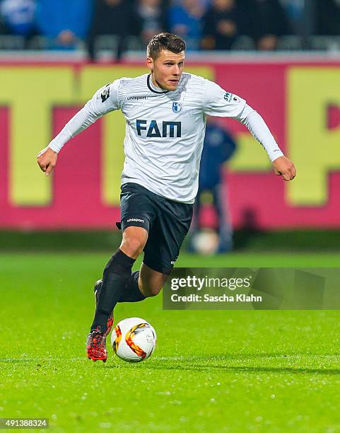 Niklas Brandt of 1. FC Magdeburg during the 3. League match between Holstein Kiel and 1. FC Magdeburg at Holsteinstadion on October 2, 2015 in Kiel,...