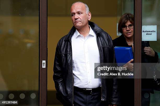 Doug Richard leaves Westminster Magistrates Court on October 5, 2015 in London, England. Richard is accused of three counts of sexual activity with a...