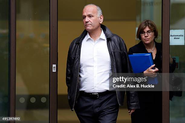 Doug Richard leaves Westminster Magistrates Court on October 5, 2015 in London, England. Richard is accused of three counts of sexual activity with a...