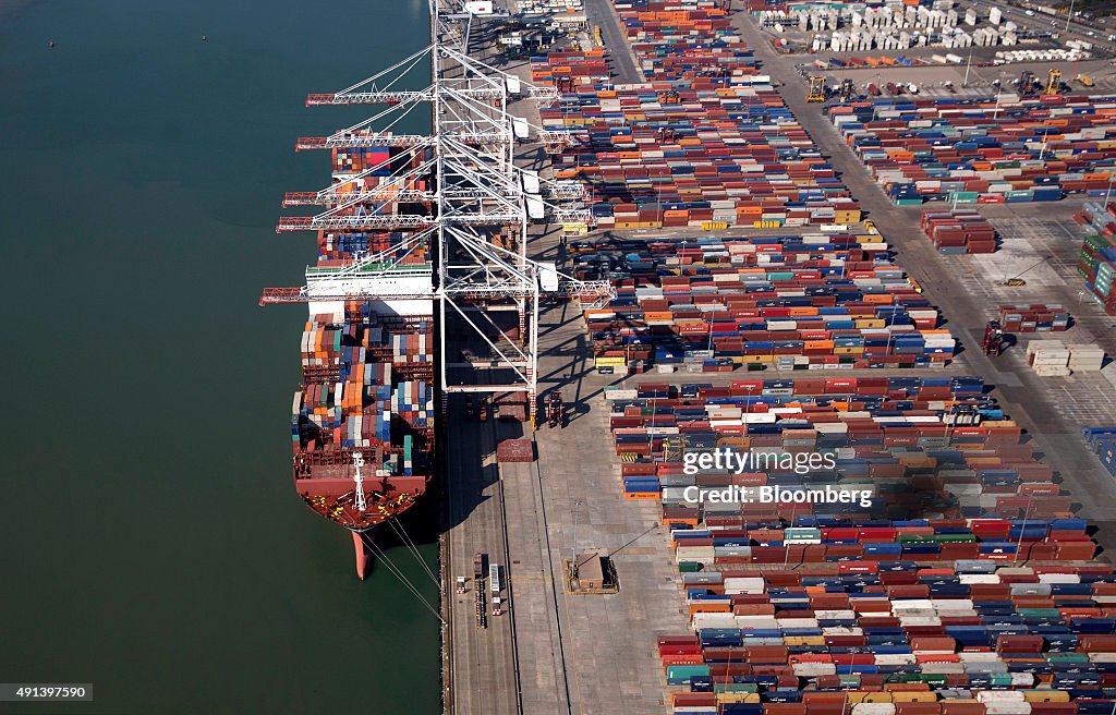 Aerial Views Of Operations At DP World Ltd Container Terminal