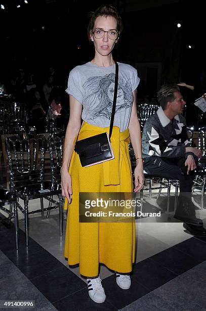 Guest attends the Sacai show as part of the Paris Fashion Week Womenswear Spring/Summer 2016 on October 5, 2015 in Paris, France.