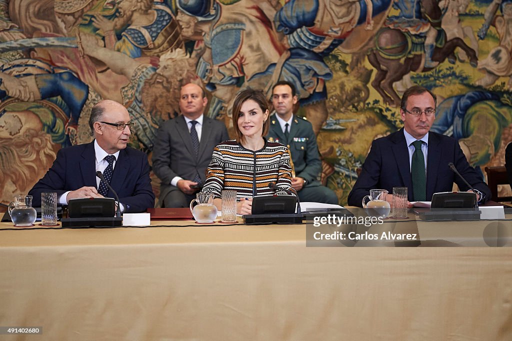 Queen Letizia of Spain Attends a Council Meeting With Royal Board on Disability
