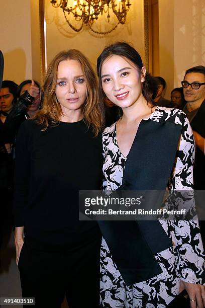 Fashion Designer Stella McCartney and Song Jia pose Backstage after the Stella McCartney show as part of the Paris Fashion Week Womenswear...
