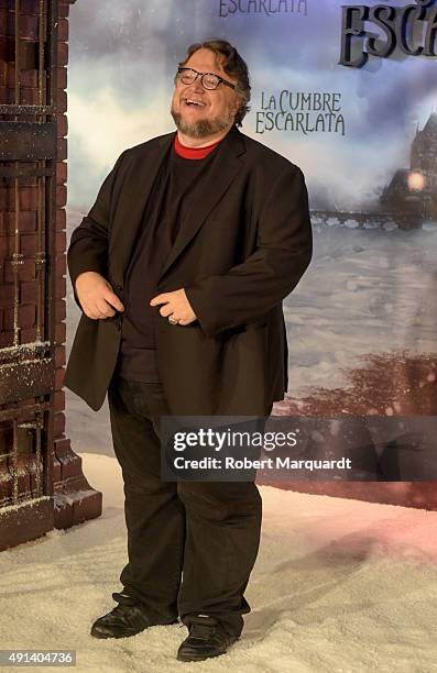 Director Guillermo del Toro poses during a photocall for his latest film 'La Cumbre Escarlata' on October 5, 2015 in Barcelona, Spain.