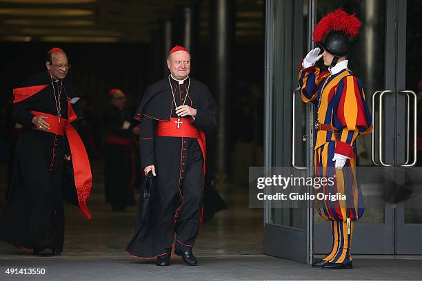 Cardinal Gianfranco Ravasi leaves the opening session of the Synod on the themes of family at Synod Hall on October 5, 2015 in Vatican City, Vatican....