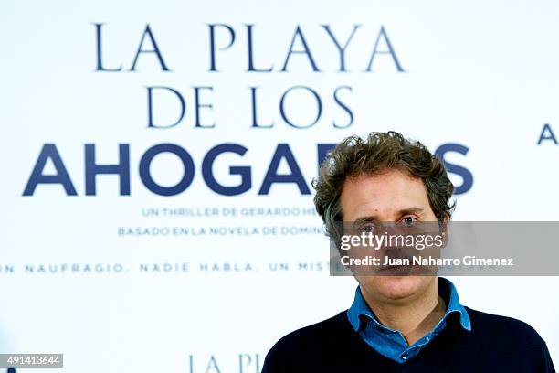 Spanish wirter Domingo Villar attends 'La Playa de los Ahogados' photocall at Princesa Cinema on October 5, 2015 in Madrid, Spain.
