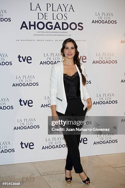 Spanish actress Celia Freijeiro attends 'La Playa de los Ahogados' photocall at Princesa Cinema on October 5, 2015 in Madrid, Spain.