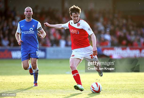 Josh Morris of Fleetwood Town shoots at goal during the Sky Bet League Two play off Semi Final second leg match between Fleetwood Town and York City...