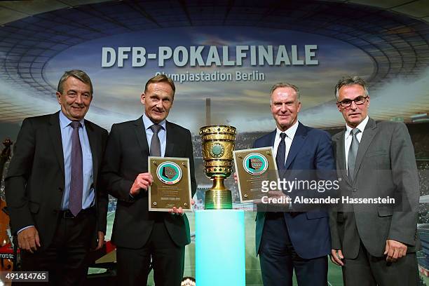 Wolfgang Niersbach, President of German Football Association , Hans-Joachim Watzke CEO of Dortmund, Karl-Heinz Rummenigge , CEO of Bayern Muenchen...