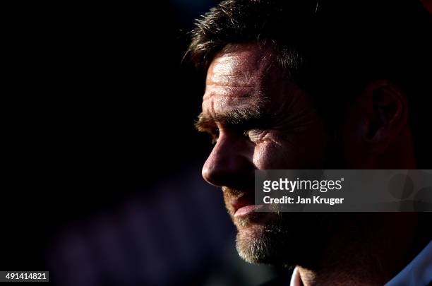 Manager of Fleetwood Town Graham Alexander looks on during the Sky Bet League Two play off Semi Final second leg match between Fleetwood Town and...