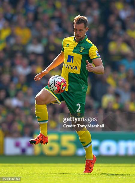 Steven Whittaker of Norwich City during the Barclays Premier League match between Norwich City and Leicester City at Carrow Road on October 3, 2015...
