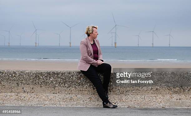 Labour Shadow Business Secretary Angela Eagle poses for pictures as she met with steelworkers and their families, trade union officials and local MPs...