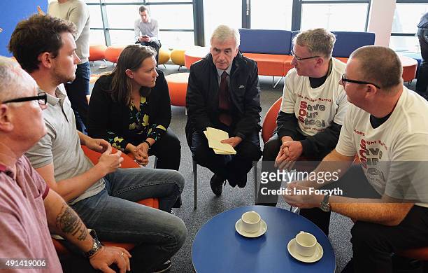 Shadow Chancellor John McDonnell and Labour MP for Redcar Anna Turley meet with steelworkers and their families, trade union officials and local MPs...