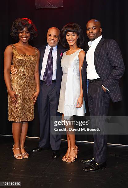 Aisha Jawando, Berry Gordy, Lucy St Louis and Cedric Neal attend the "Motown The Musical" photocall at The Hospital Club on October 5, 2015 in...