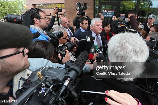Defence attorney Brian Greenspan speaks to reporters outside Newmarket Courthouse after a brief court appearance by his client, Marco Muzzo who was...