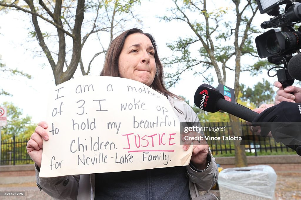 Neville-Lake Family Supporter Outside Courthouse During Marco Muzzo's Trial