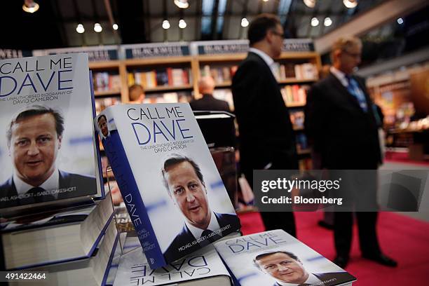 Copies of the 'Call me Dave' biography of David Cameron, U.K. Prime minister, by Michael Ashcroft, former Conservative Party Deputy Chairman and...