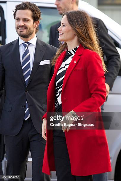 Prince Carl Philip of Sweden and Princess Sofia of Sweden visit the Falun Mine world heritage site during the first day of their trip to Dalarna on...