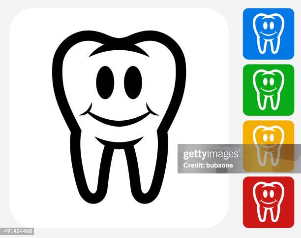 clean and strong teeth icon flat graphic design - smiling teeth white background stock illustrations