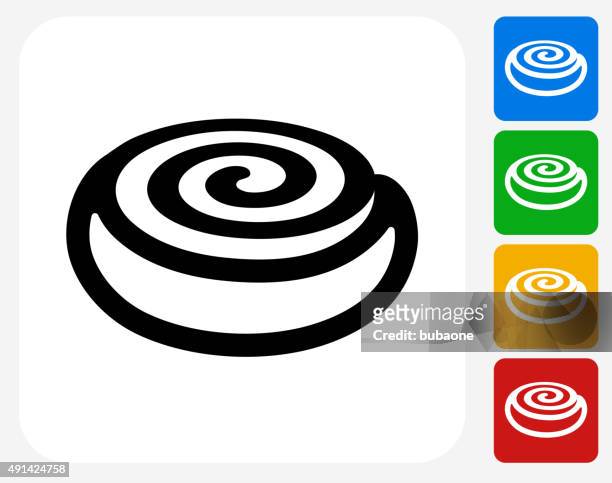 cinnamon bun-symbol flache grafik design - sweet bun stock-grafiken, -clipart, -cartoons und -symbole