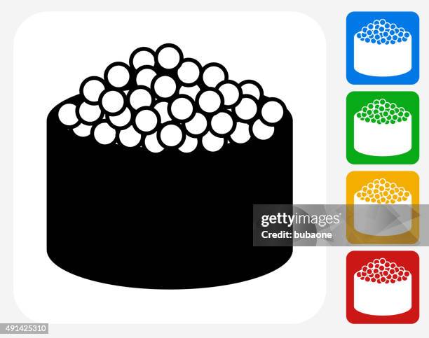 caviar sushi roll icon flat graphic design - caviar white background stock illustrations