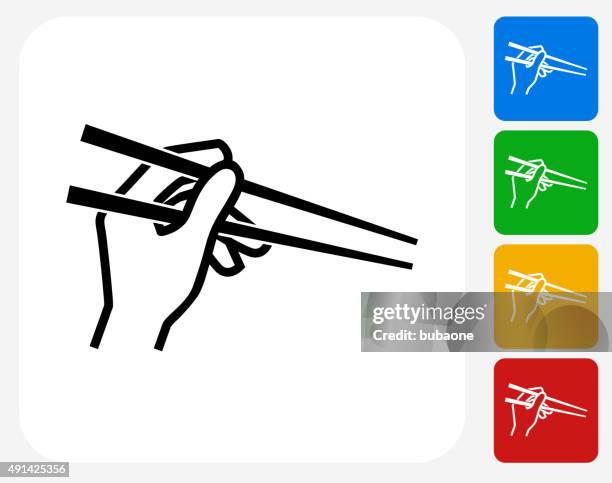 hand holding stäbchen symbol flache grafik design - stäbchen stock-grafiken, -clipart, -cartoons und -symbole