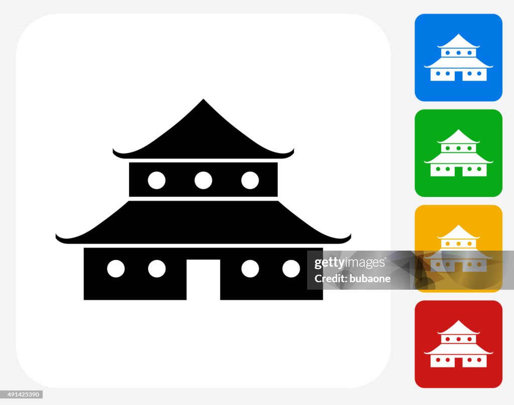 Japanese Architecture Icon Flat Graphic Design