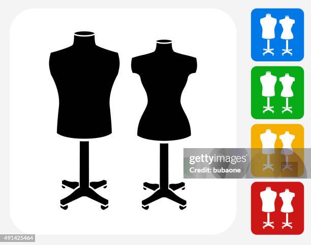 mannequin icon flat graphic design - sewing machine white background stock illustrations