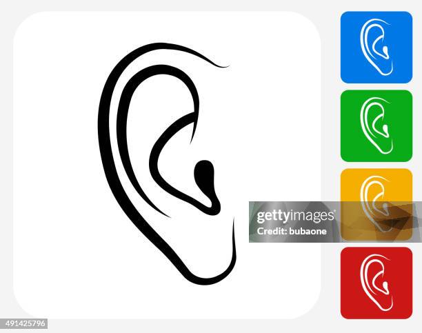 ears icon flat graphic design - human ear stock illustrations