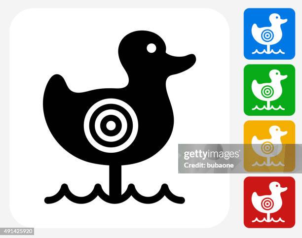 shooting duck game icon flat graphic design - duck shooting game stock illustrations