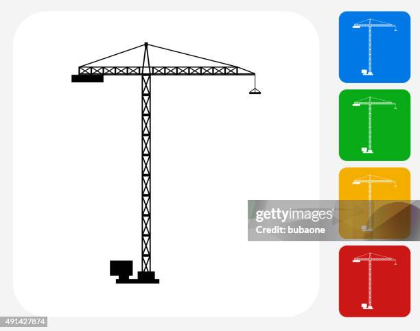construction building icon flat graphic design - crane stock illustrations