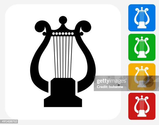 harp icon flat graphic design - string orchestra stock illustrations