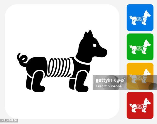 verführerische hund spielzeug-symbol flache grafik design - metal coil toy stock-grafiken, -clipart, -cartoons und -symbole