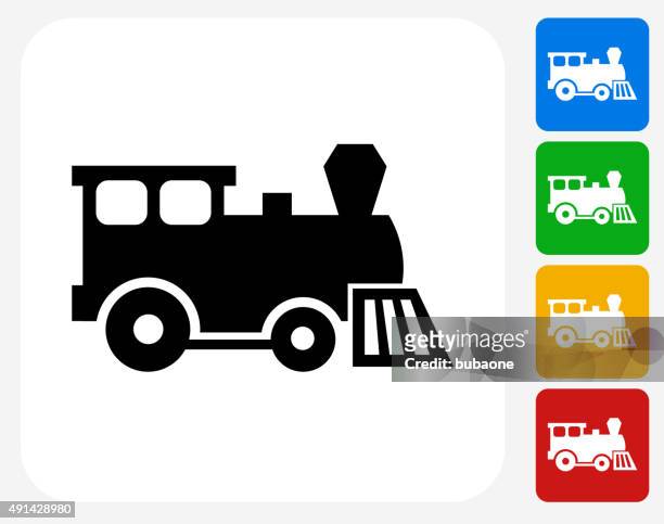 bildbanksillustrationer, clip art samt tecknat material och ikoner med toy train icon flat graphic design - locomotive