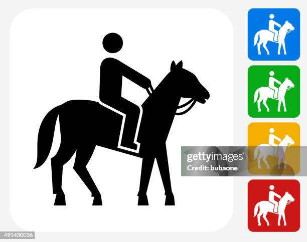 man on horse icon flat graphic design - horse minimalistic icon stock illustrations