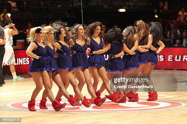 Moscow Dance Team in action during the Turkish Airlines EuroLeague Final Four Semi Final A between FC Barcelona v Real Madrid at Mediolanum Forum on...