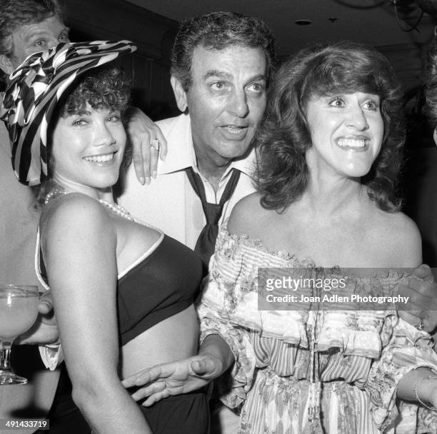 Model, actress and singer Barbi Benton with actor Mike Conners and comedienne and actress Ruth Buzzi at the Rowan & Martin's Laugh In cast reunion in...